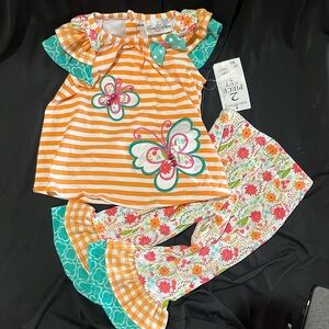 Two piece butterfly floral girls outfit size 18 months